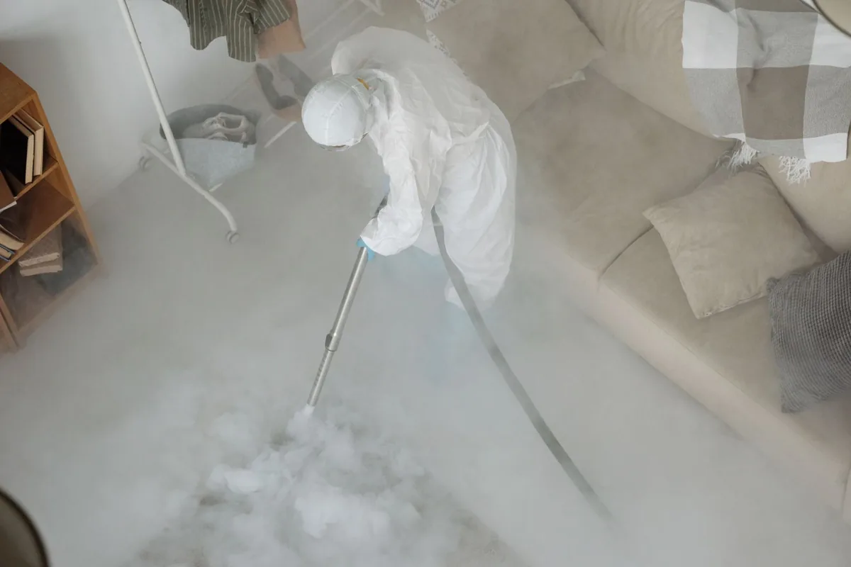 Biohazard cleanup technician in protective equipment, Gilmore, Jacksonville, FL